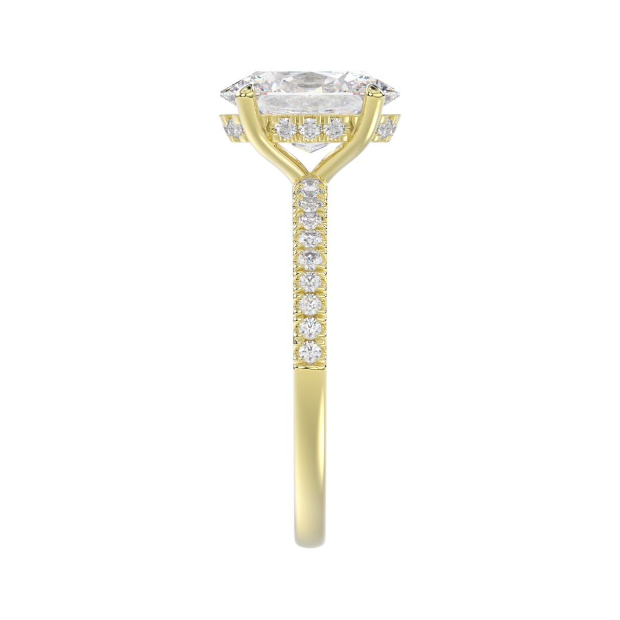 14K YELLOW GOLD 2 1/5CT ROUND/OVAL DIAMOND LADIES RING (CENTER STONE OVAL DIAMOND 2CT)