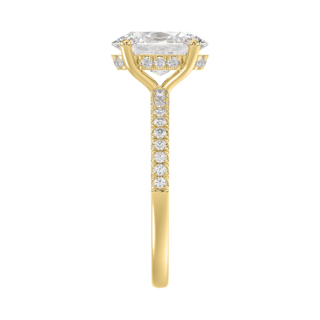 14K YELLOW GOLD 2 1/5CT ROUND/OVAL DIAMOND LADIES RING (CENTER STONE OVAL DIAMOND 2CT)