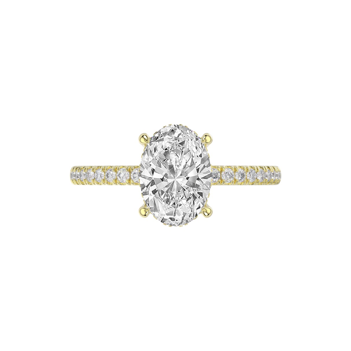 14K YELLOW GOLD 2 1/5CT ROUND/OVAL DIAMOND LADIES RING (CENTER STONE OVAL DIAMOND 2CT)