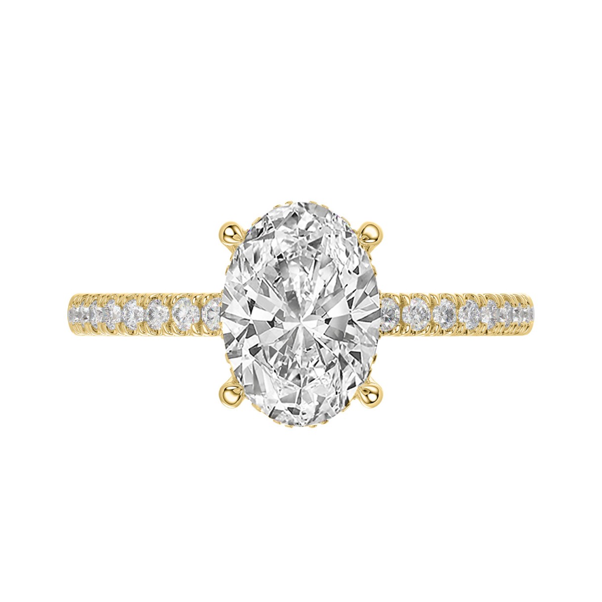 14K YELLOW GOLD 2 1/5CT ROUND/OVAL DIAMOND LADIES RING (CENTER STONE OVAL DIAMOND 2CT)