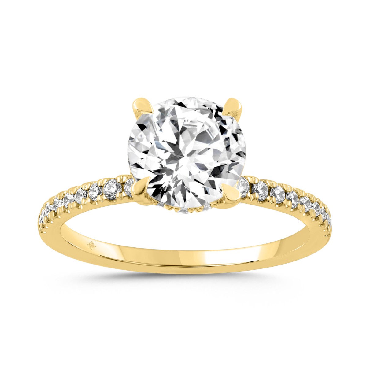 14K YELLOW GOLD 2 1/4CT ROUND DIAMOND LADIES RING (CENTER STONE ROUND DIAMOND 2CT)