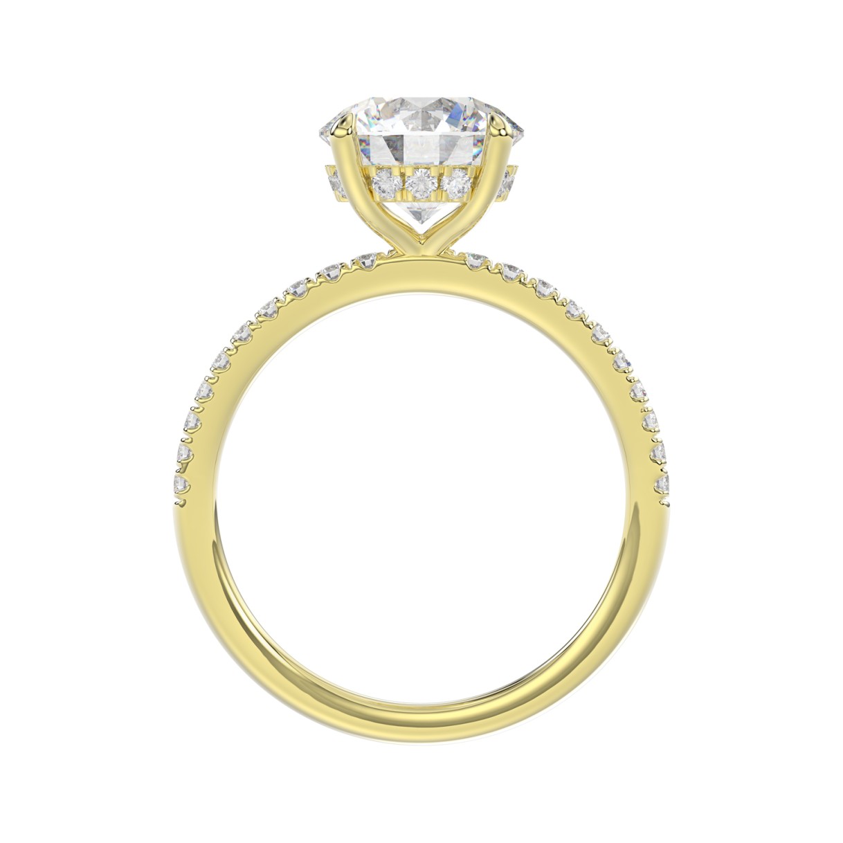 14K YELLOW GOLD 2 1/4CT ROUND DIAMOND LADIES RING (CENTER STONE ROUND DIAMOND 2CT)