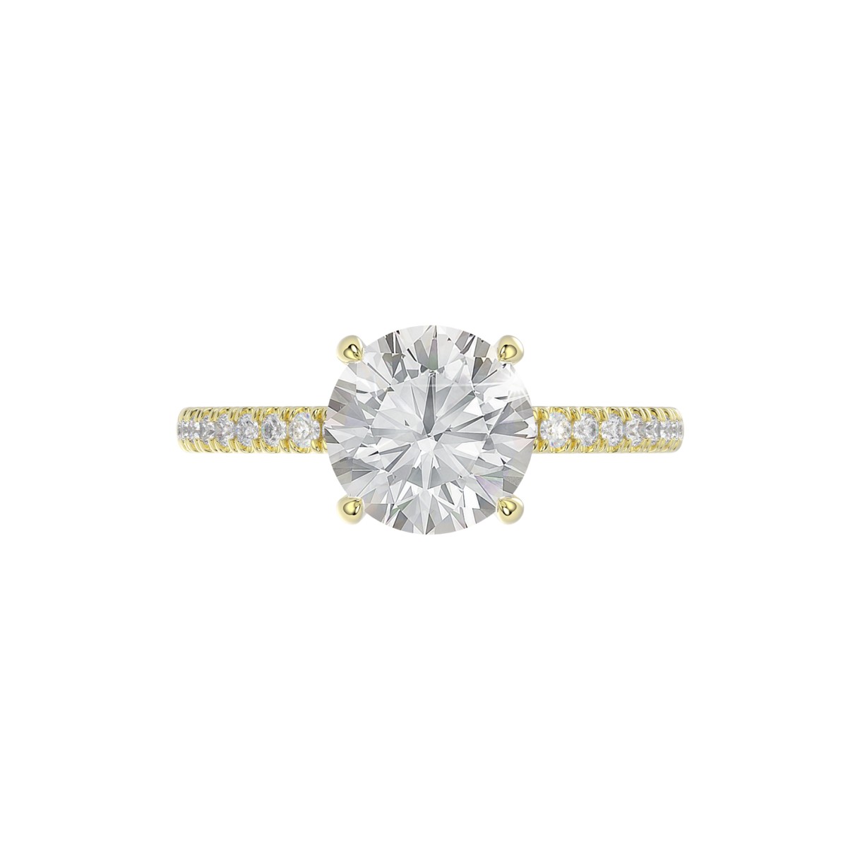 14K YELLOW GOLD 2 1/4CT ROUND DIAMOND LADIES RING (CENTER STONE ROUND DIAMOND 2CT)