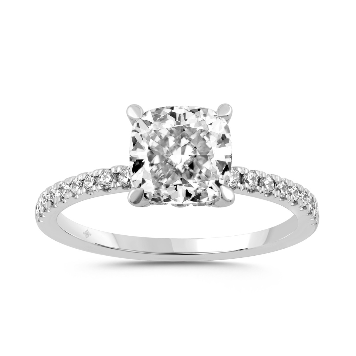 14K WHITE GOLD 2 1/4CT ROUND/CUSHION DIAMOND LADIE...