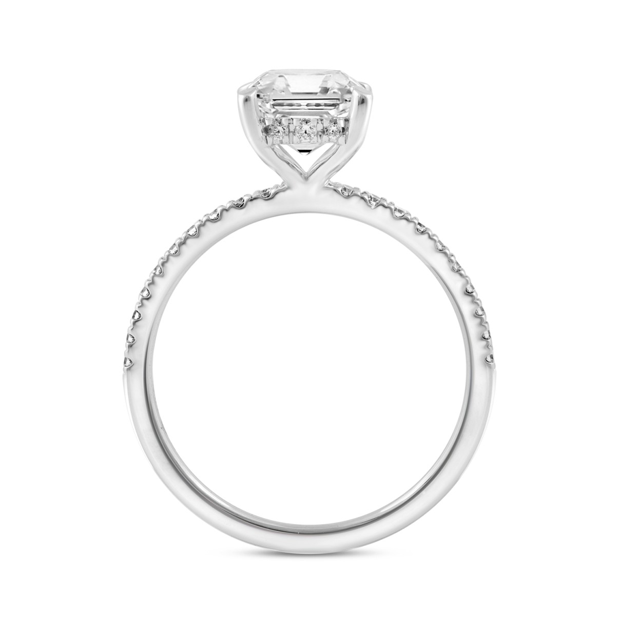 14K WHITE GOLD 2 1/4CT ROUND/CUSHION DIAMOND LADIES RING (CENTER STONE CUSHION DIAMOND 2CT)