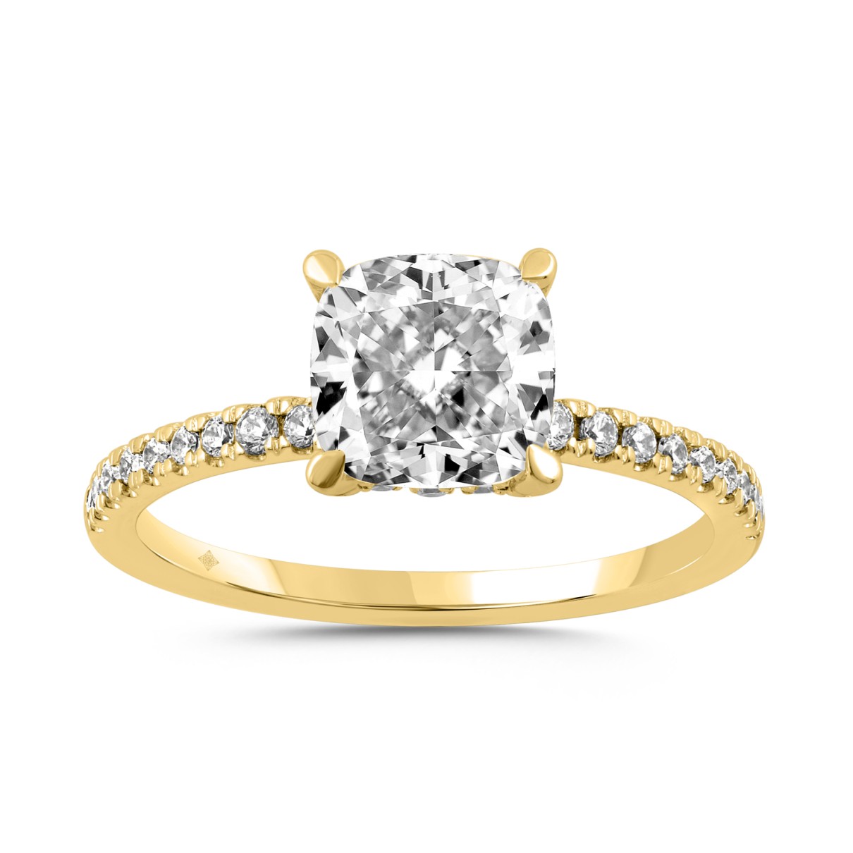 14K YELLOW GOLD 2 1/4CT ROUND/CUSHION DIAMOND LADI...