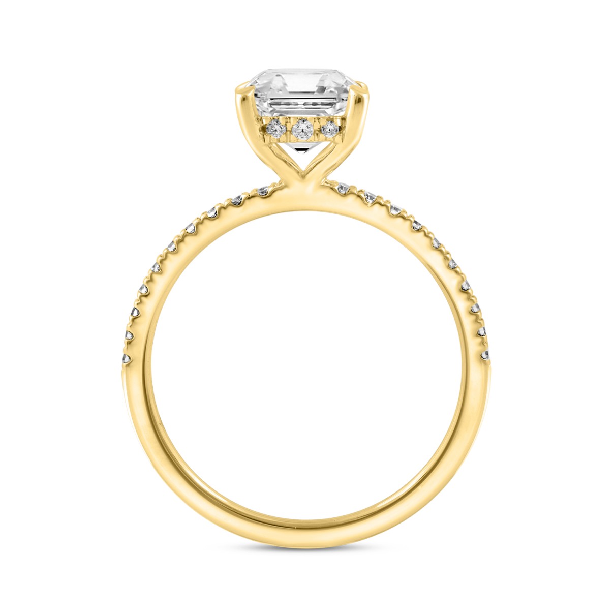 14K YELLOW GOLD 2 1/4CT ROUND/CUSHION DIAMOND LADIES RING (CENTER STONE CUSHION DIAMOND 2CT)