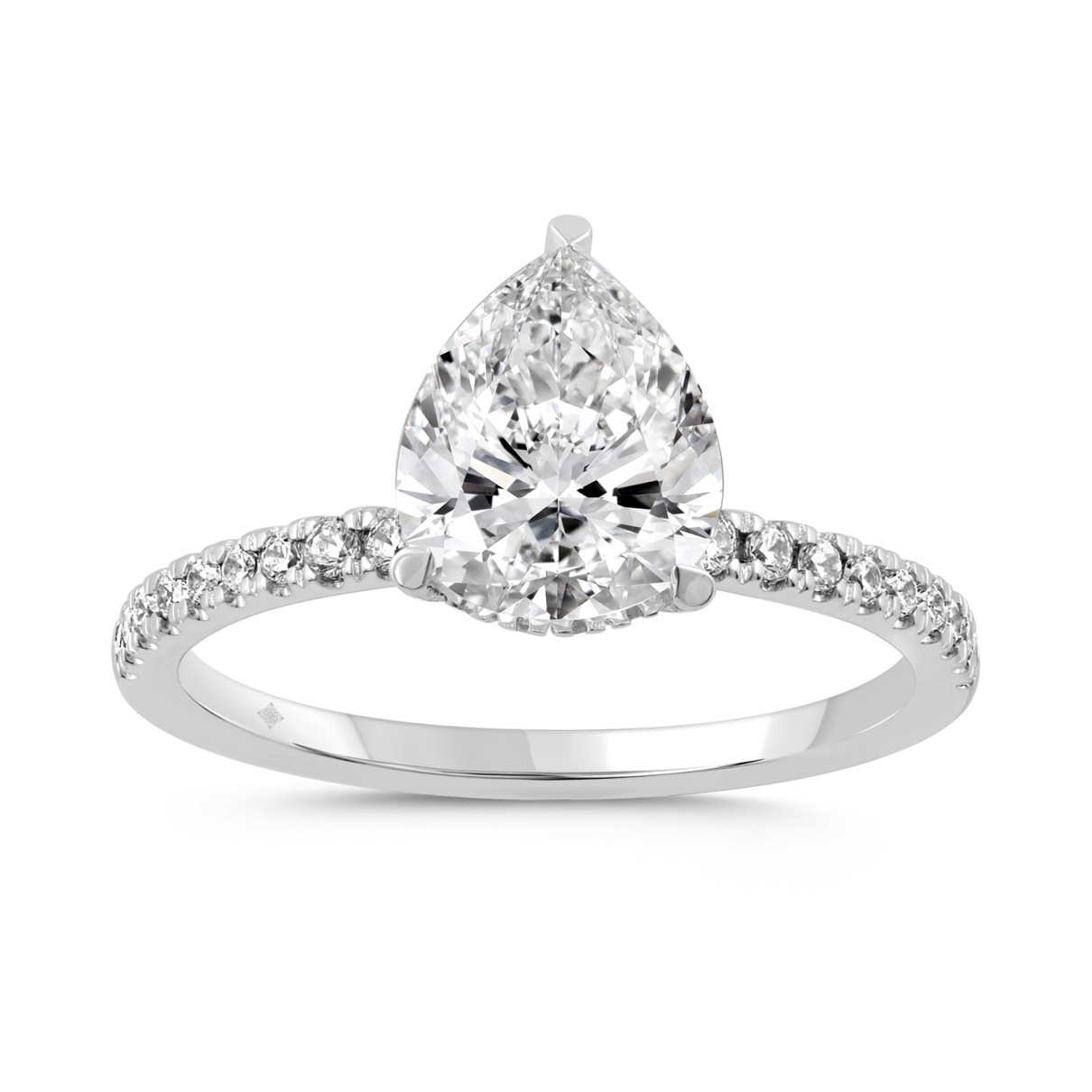 14K WHITE GOLD 2 3/4CT ROUND/PEAR DIAMOND LADIES RING (CENTER STONE PEAR DIAMOND 2CT)