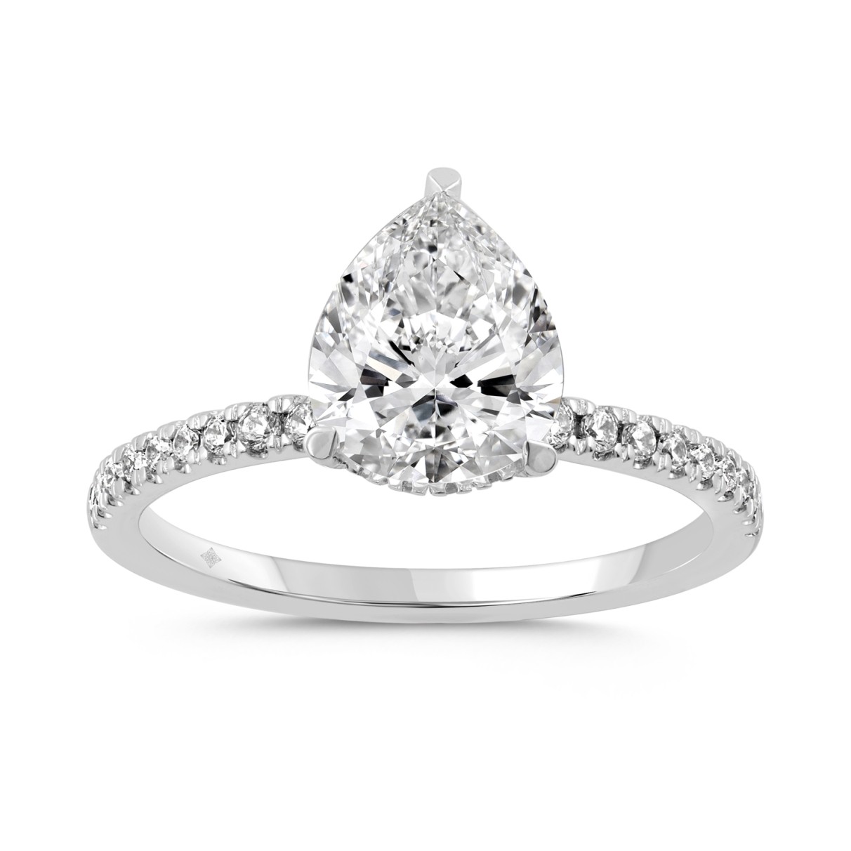 14K WHITE GOLD 2 3/4CT ROUND/PEAR DIAMOND LADIES R...