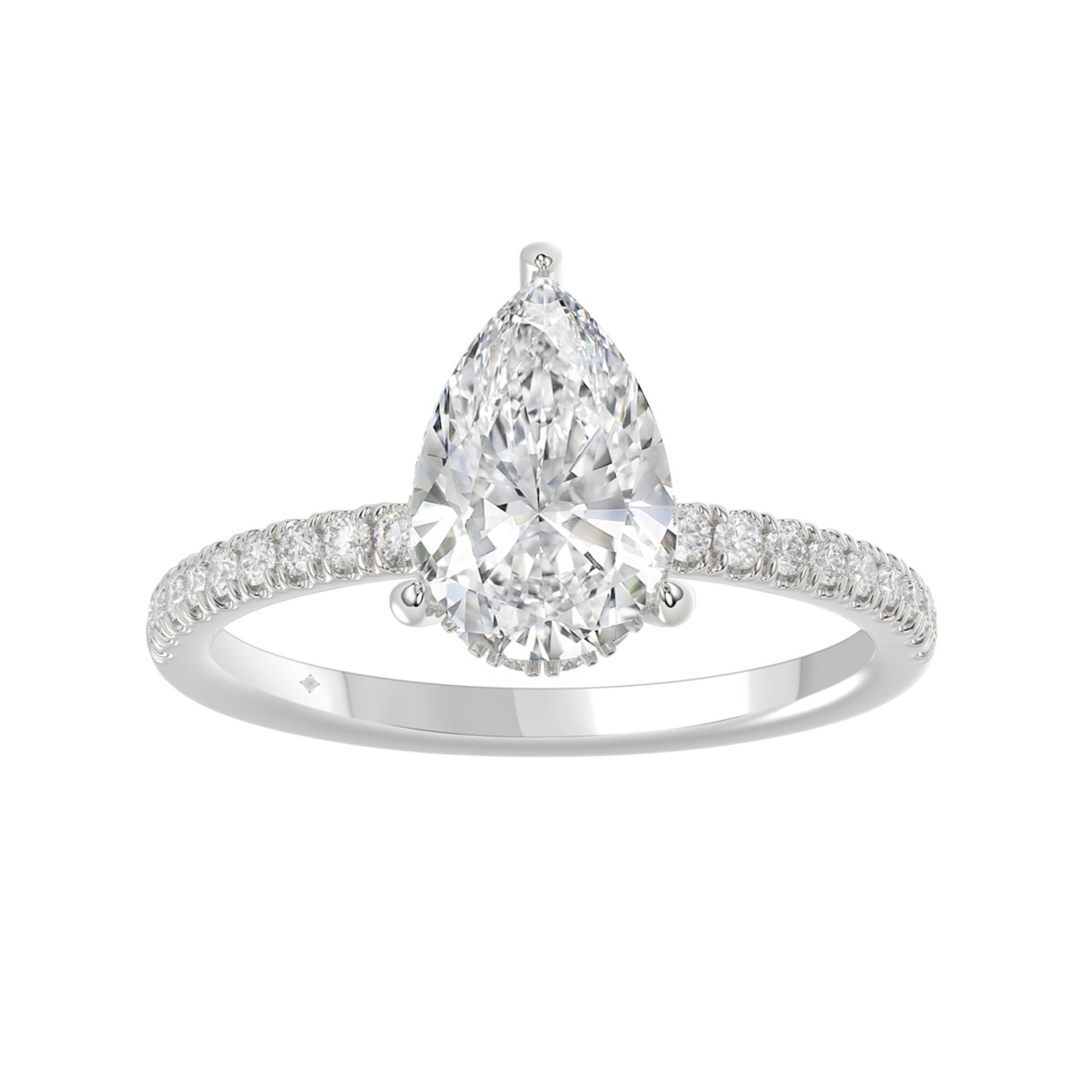 14K WHITE GOLD 2 3/4CT ROUND/PEAR DIAMOND LADIES R...
