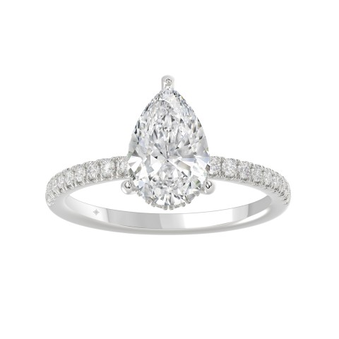 14K WHITE GOLD 2 3/4CT ROUND/PEAR DIAMOND LADIES RING (CENTER STONE PEAR DIAMOND 2CT) 14K WHITE GOLD 2 3/4CT ROUND/PEAR DIAMOND LADIES RING (CENTER STONE PEAR DIAMOND 2CT)