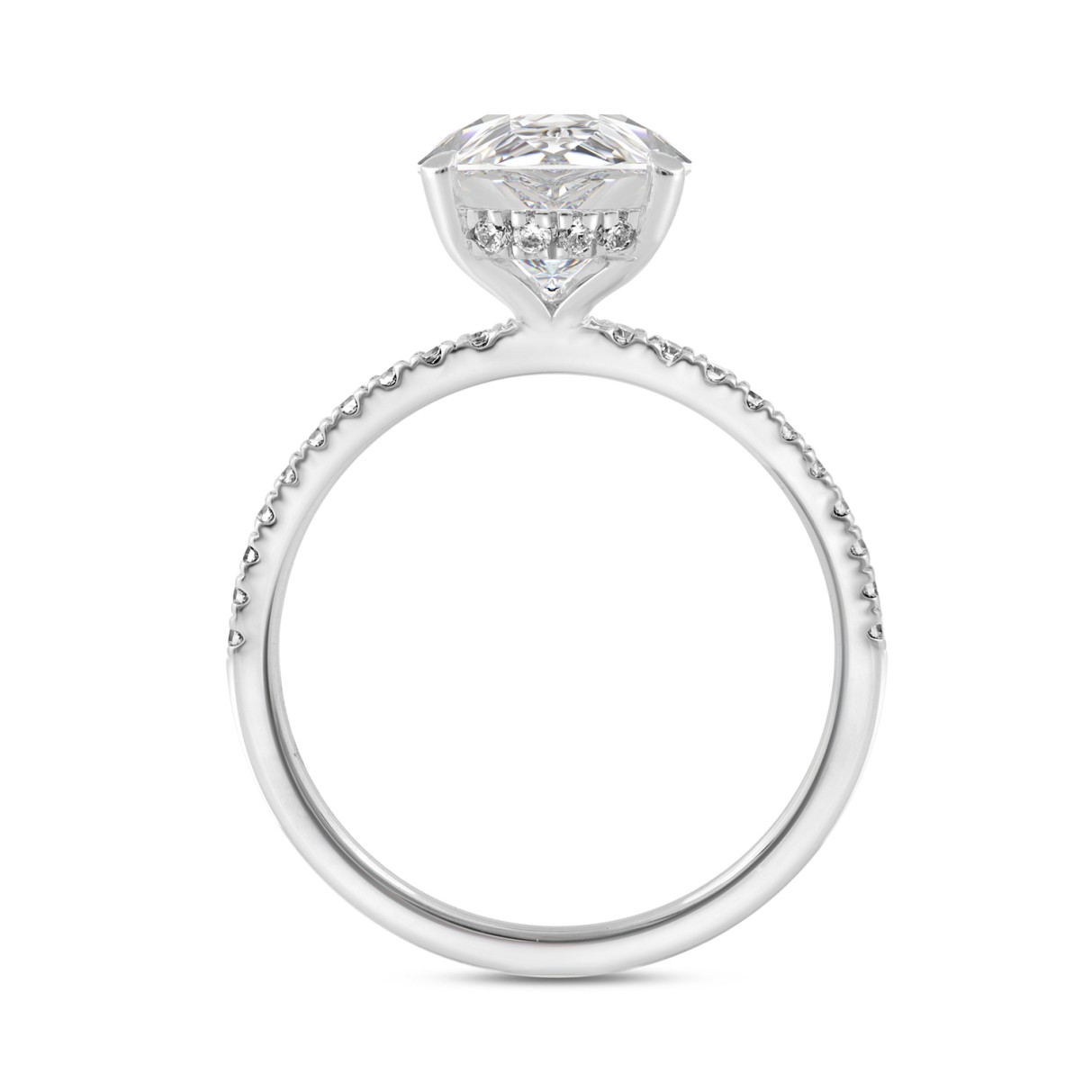 14K WHITE GOLD 2 3/4CT ROUND/PEAR DIAMOND LADIES RING (CENTER STONE PEAR DIAMOND 2CT)