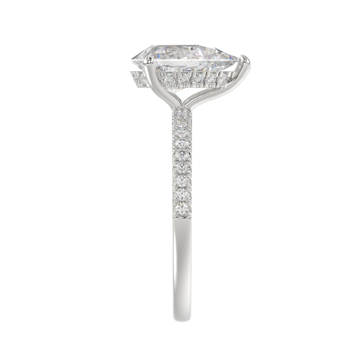 14K WHITE GOLD 2 3/4CT ROUND/PEAR DIAMOND LADIES RING (CENTER STONE PEAR DIAMOND 2CT)