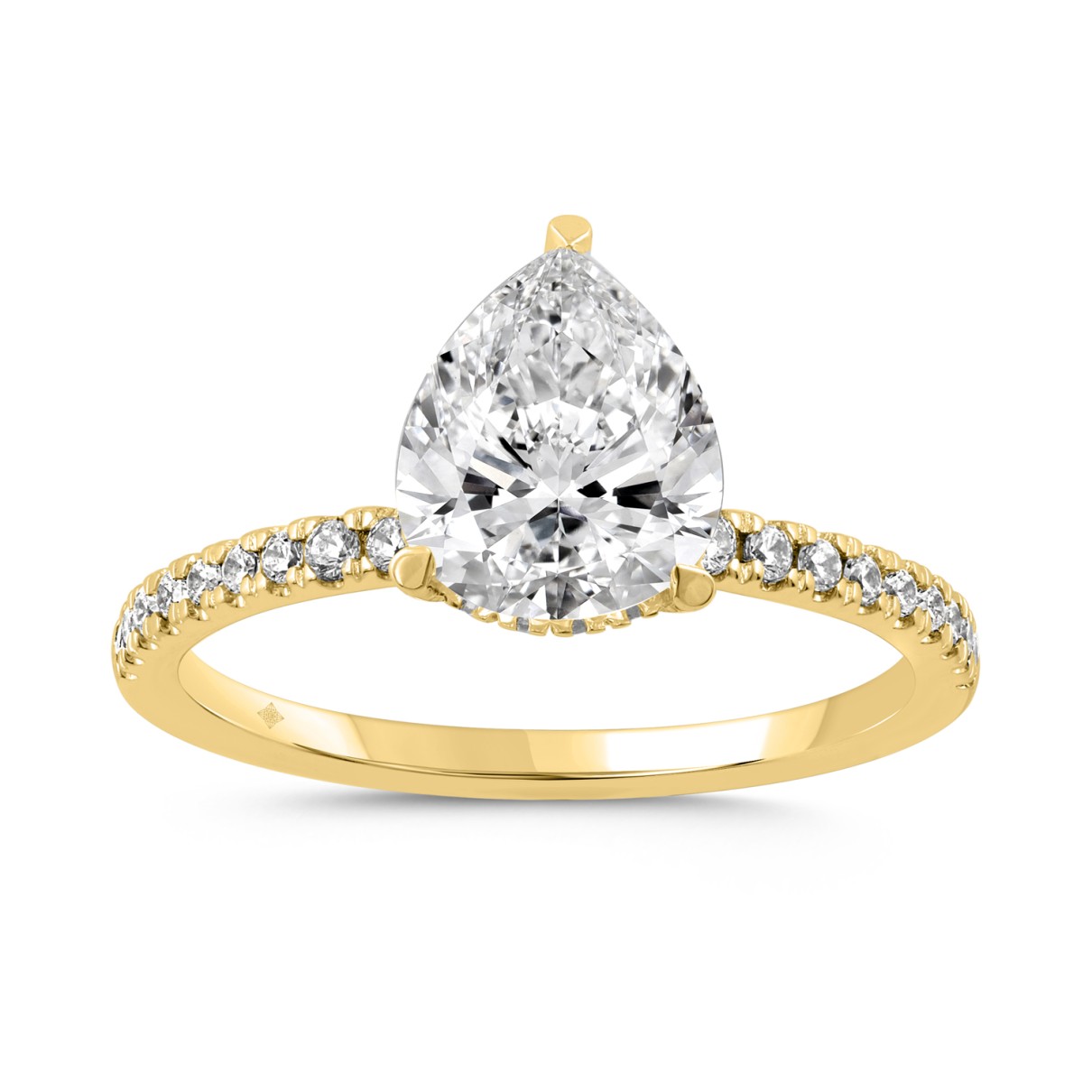 14K YELLOW GOLD 2 3/4CT ROUND/PEAR DIAMOND LADIES RING (CENTER STONE PEAR DIAMOND 2CT)