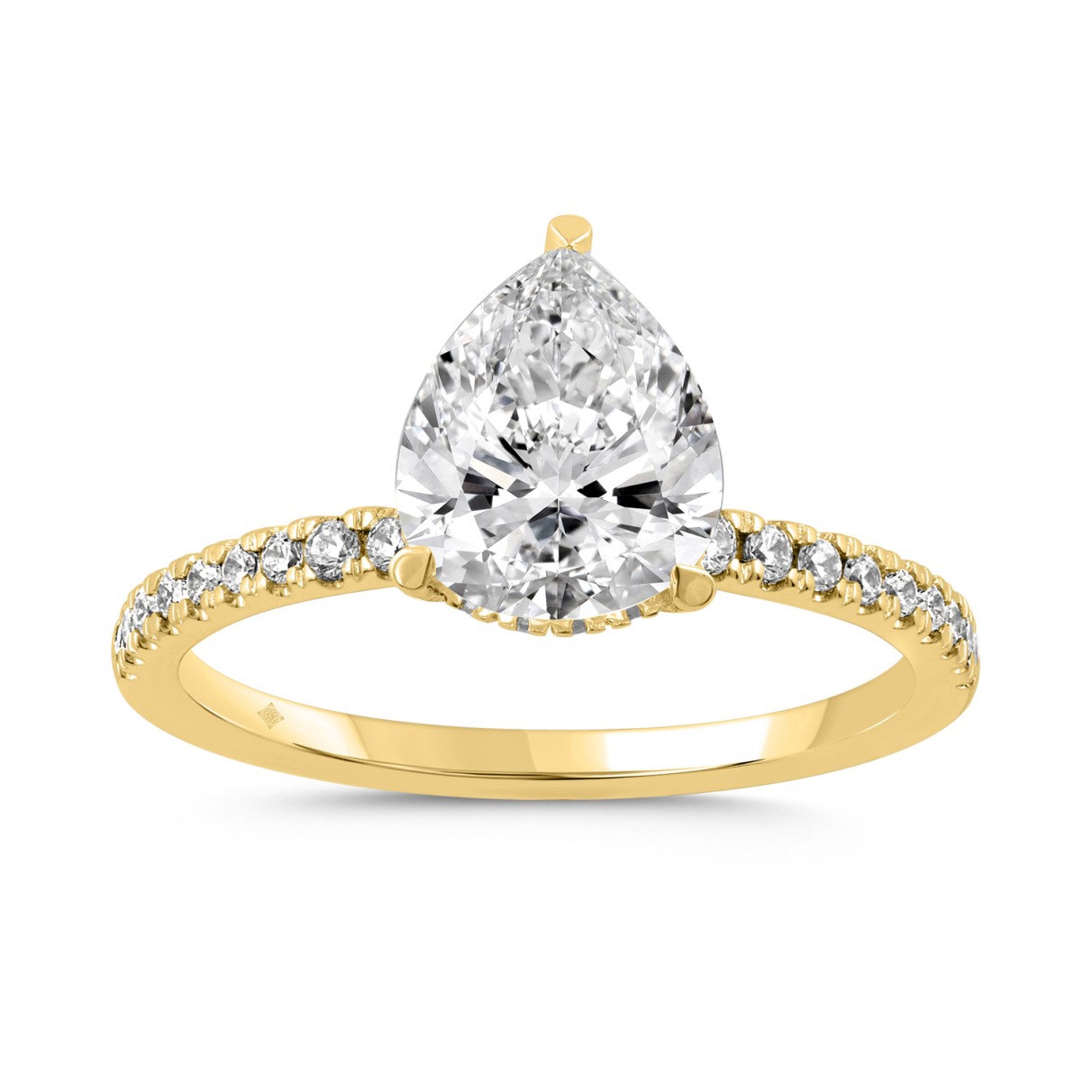 14K YELLOW GOLD 2 3/4CT ROUND/PEAR DIAMOND LADIES ...