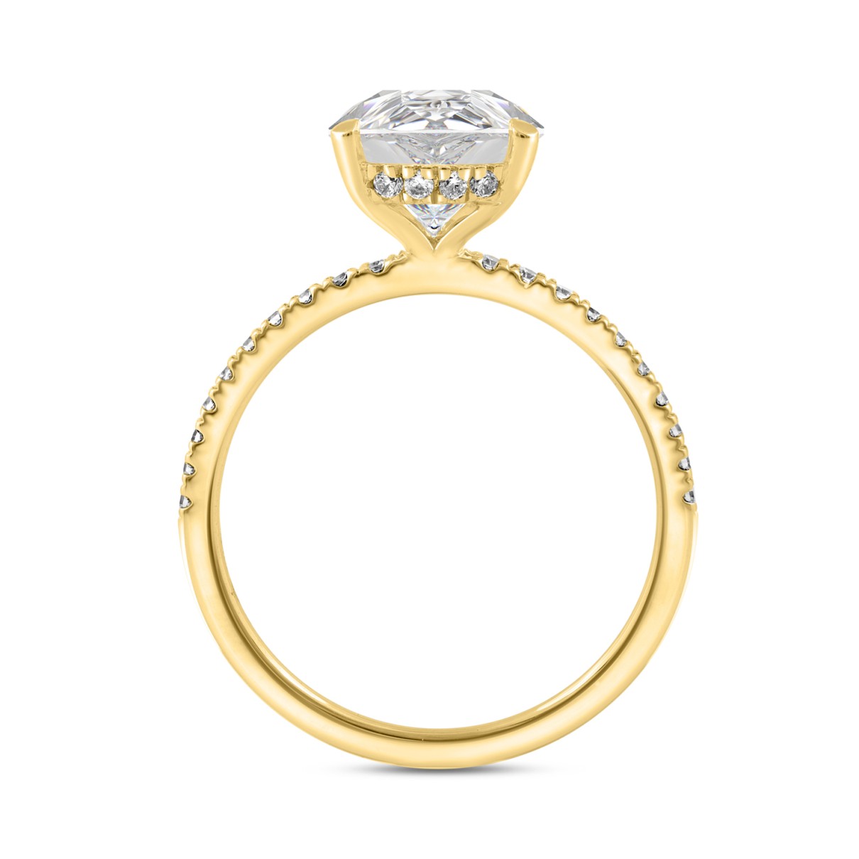 14K YELLOW GOLD 2 3/4CT ROUND/PEAR DIAMOND LADIES RING (CENTER STONE PEAR DIAMOND 2CT)