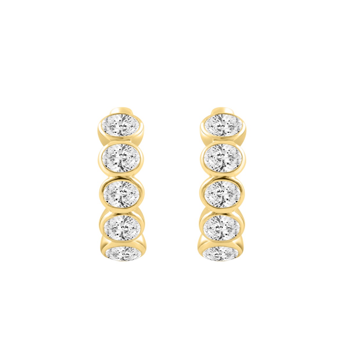 14K YELLOW GOLD 1 1/2CT OVAL DIAMOND HOOP EARRINGS...