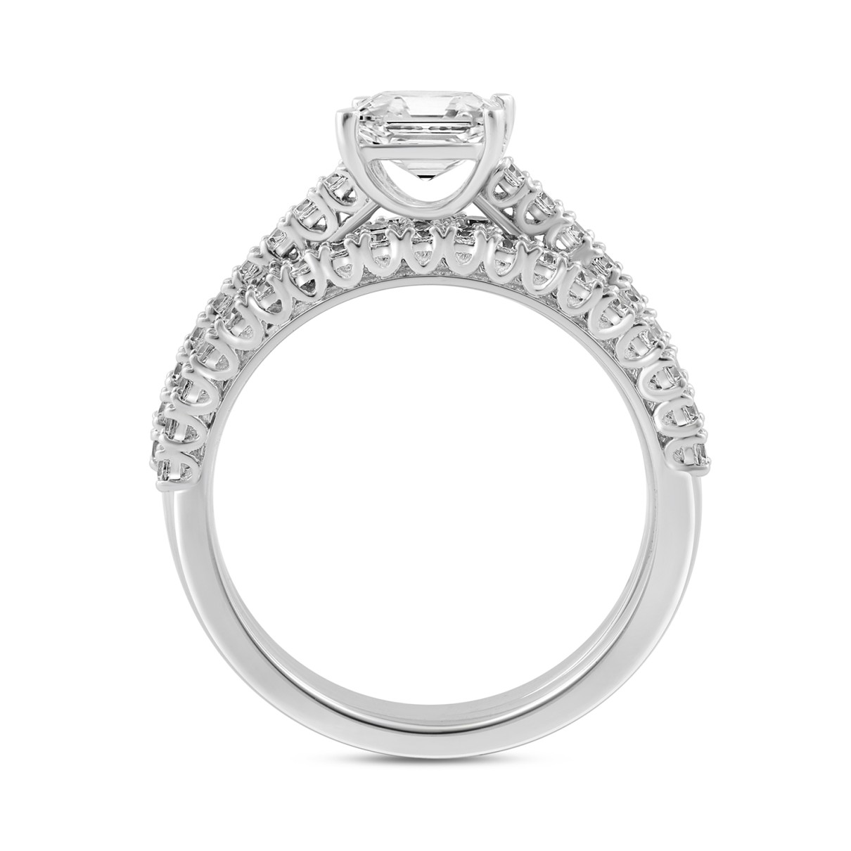 14K WHITE GOLD 1 3/4CT ROUND/PRINCESS DIAMOND BRIDAL SET