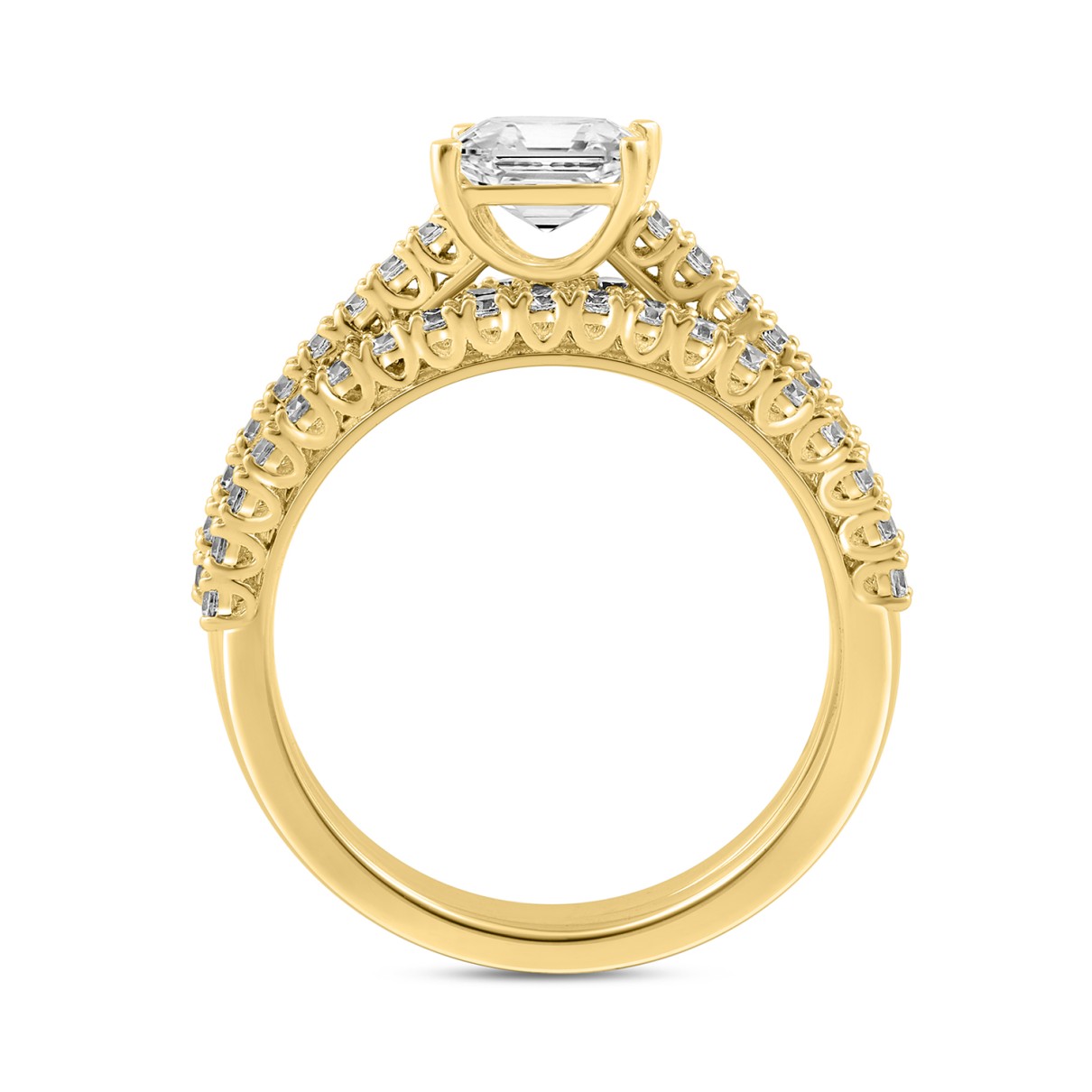 14K YELLOW GOLD 1 3/4CT ROUND/PRINCESS DIAMOND BRIDAL SET