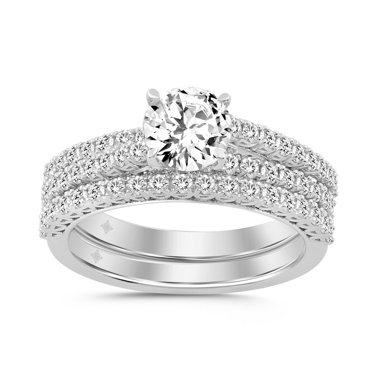 14K WHITE GOLD 1 3/4CT ROUND DIAMOND BRIDAL SET (CENTER STONE ROUND DIAMOND 1CT)