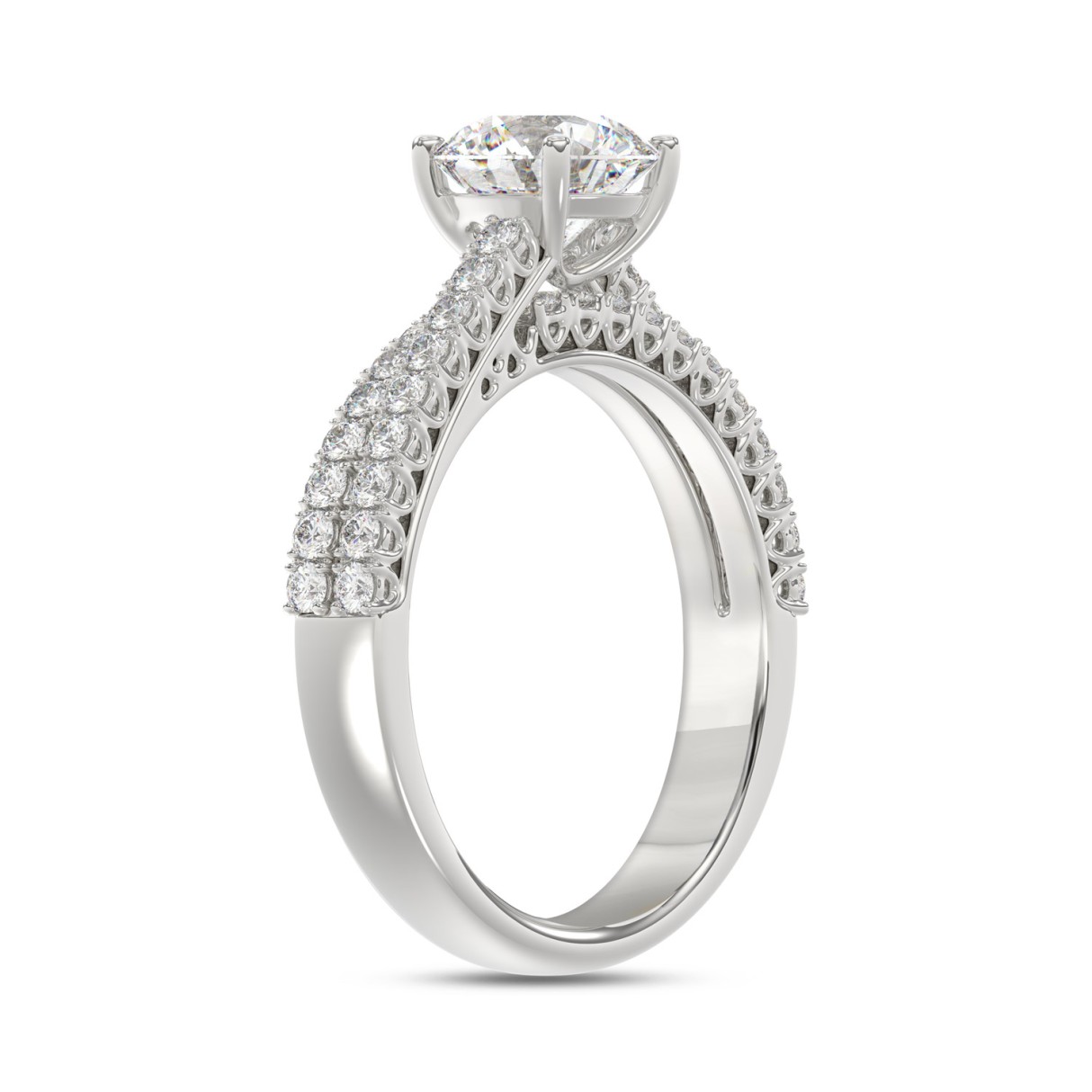 14K WHITE GOLD 1 3/4CT ROUND DIAMOND BRIDAL SET (CENTER STONE ROUND DIAMOND 1CT)
