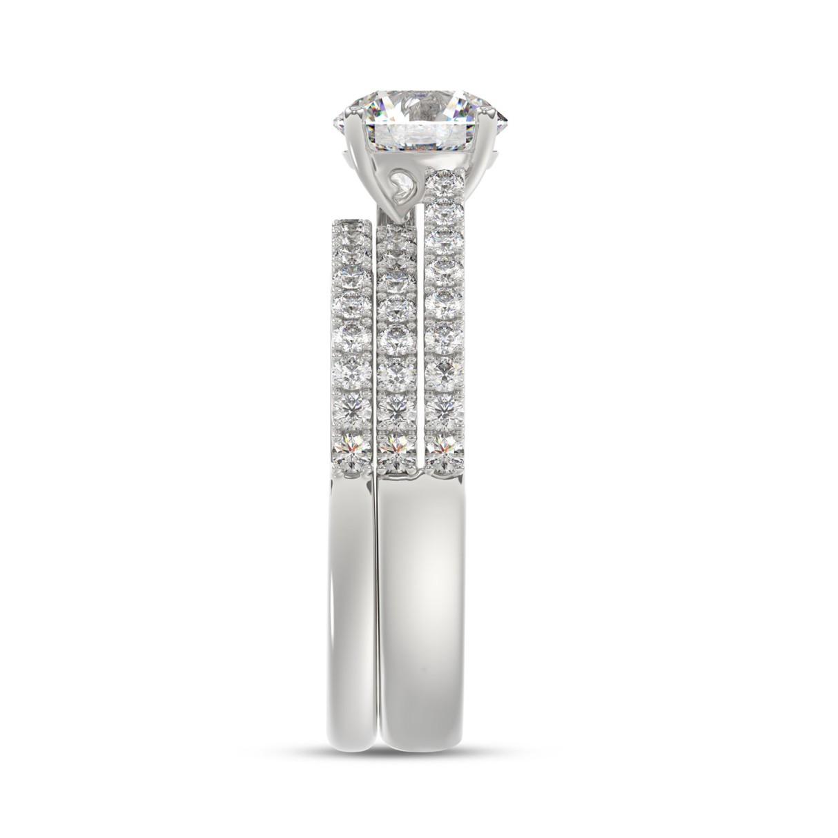 14K WHITE GOLD 1 3/4CT ROUND DIAMOND BRIDAL SET (CENTER STONE ROUND DIAMOND 1CT)