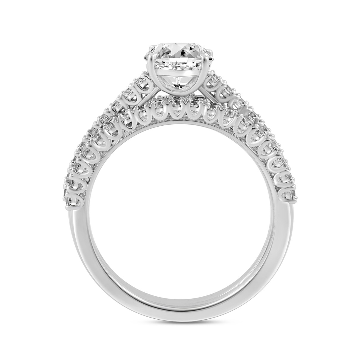 14K WHITE GOLD 1 3/4CT ROUND DIAMOND BRIDAL SET