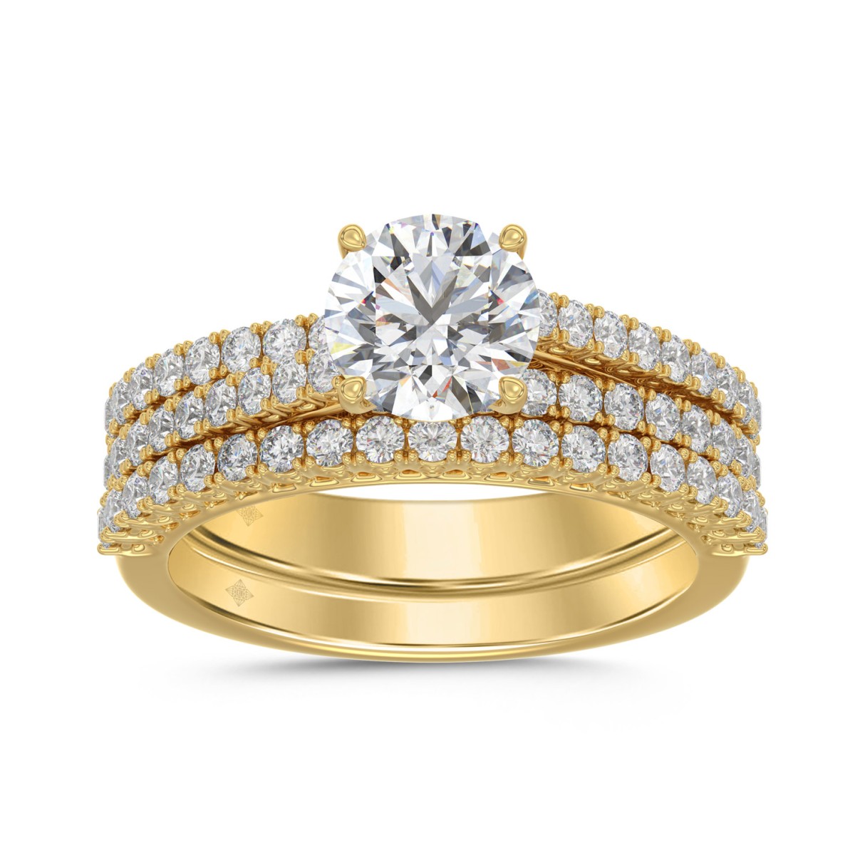 14K YELLOW GOLD 1 3/4CT ROUND DIAMOND LADIES BRIDA...