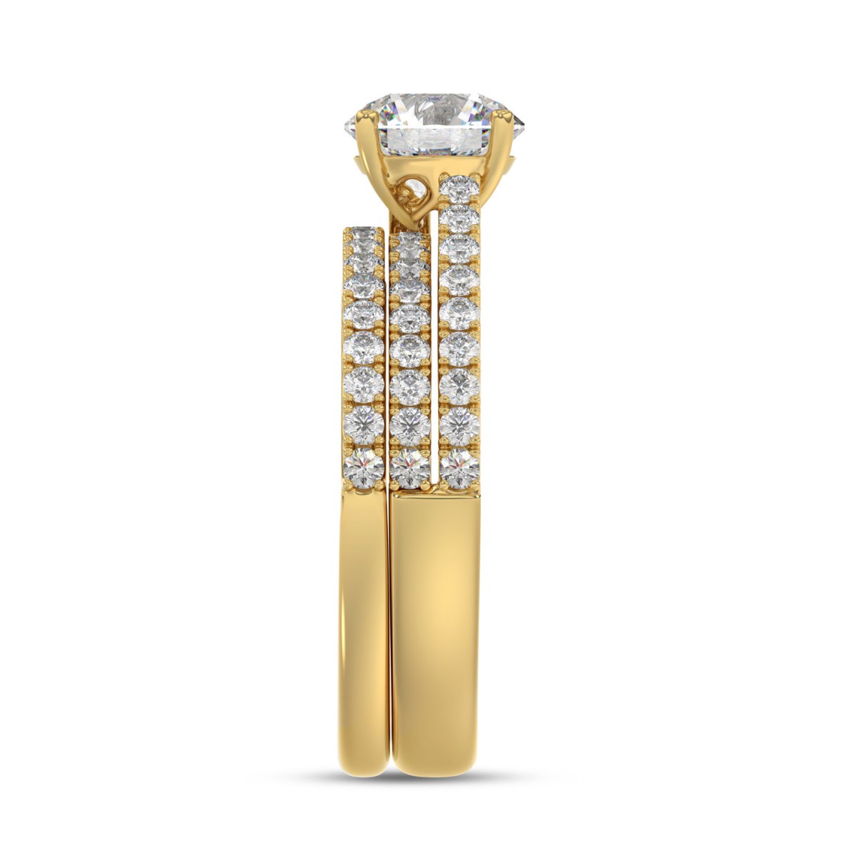 14K YELLOW GOLD 1 3/4CT ROUND DIAMOND LADIES BRIDAL SET (CENTER STONE ROUND DIAMOND 1CT)