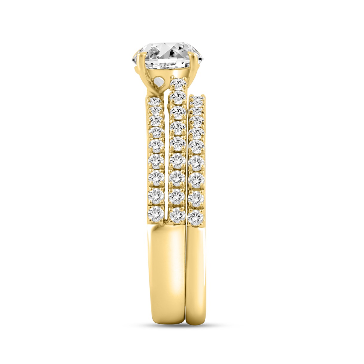 14K YELLOW GOLD 1 3/4CT ROUND DIAMOND BRIDAL SET (CENTER STONE ROUND DIAMOND 1CT)