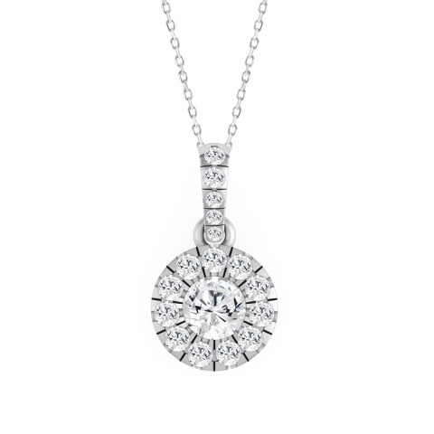 14K WHITE GOLD 3/4CT ROUND DIAMOND LADIES PENDANT WITH CHAIN