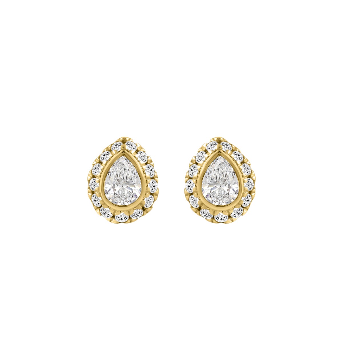 10K YELLOW GOLD 1/2CT ROUND/PEAR DIAMOND LADIES EARRING