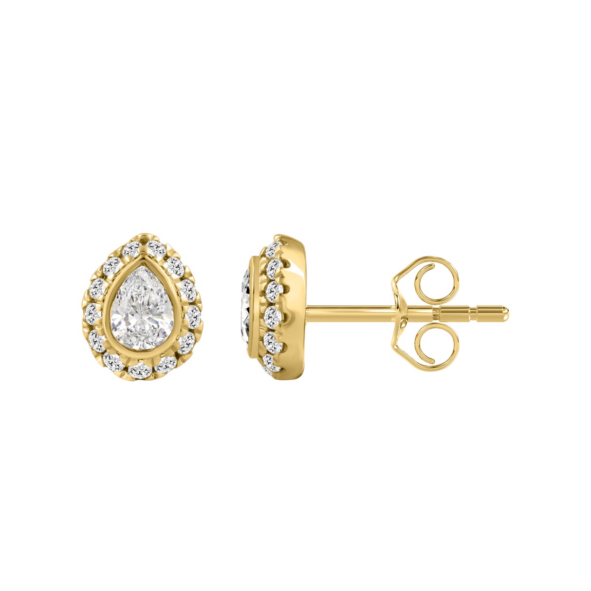 10K YELLOW GOLD 1/2CT ROUND/PEAR DIAMOND LADIES EARRING