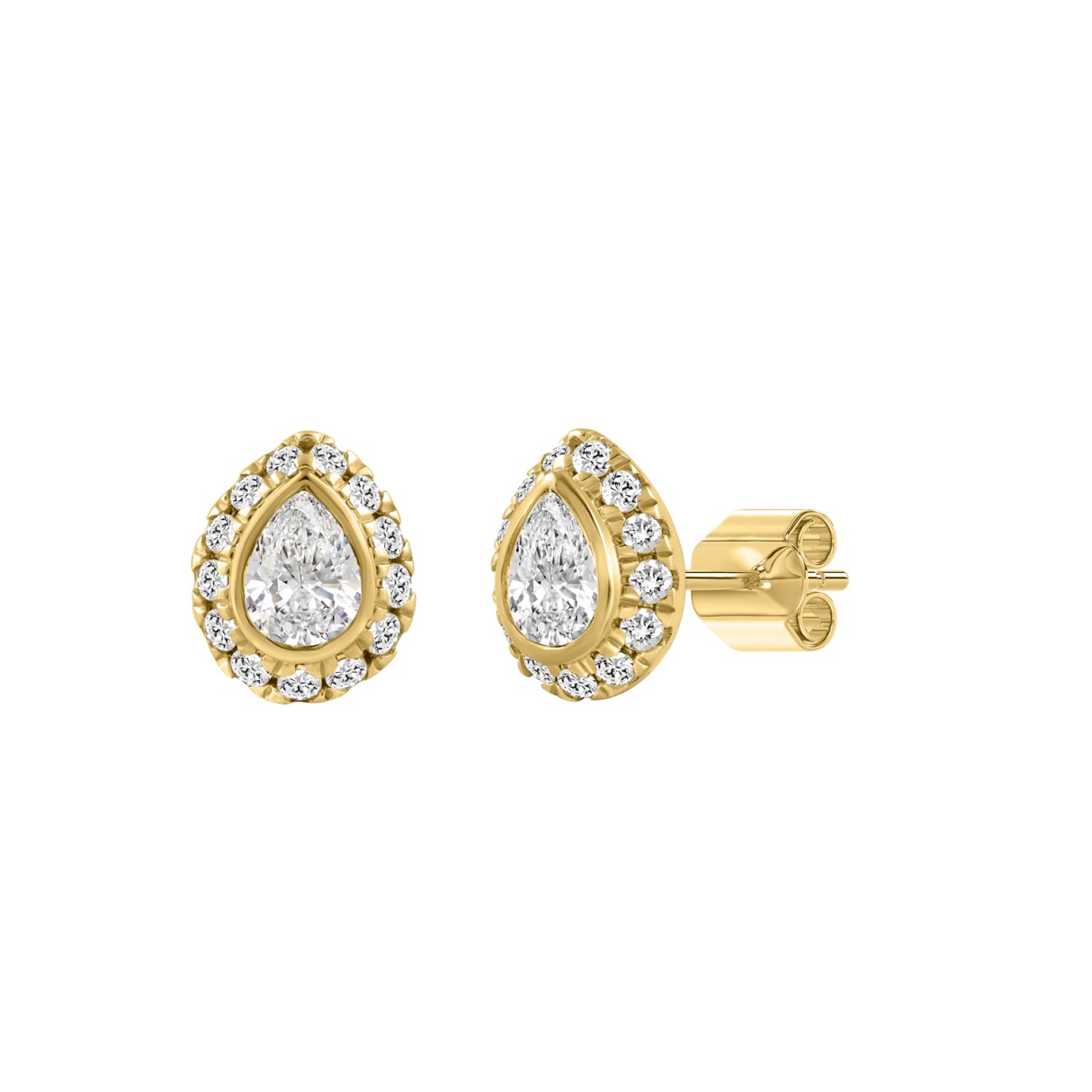 10K YELLOW GOLD 1/2CT ROUND/PEAR DIAMOND LADIES EARRING