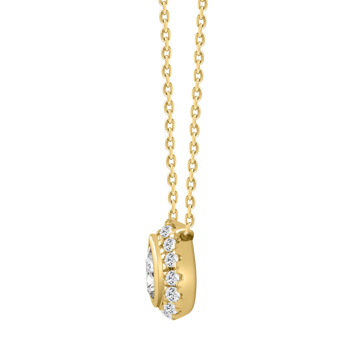 10K YELLOW GOLD 1/3CT ROUND/PEAR DIAMOND LADIES NECKLACE
