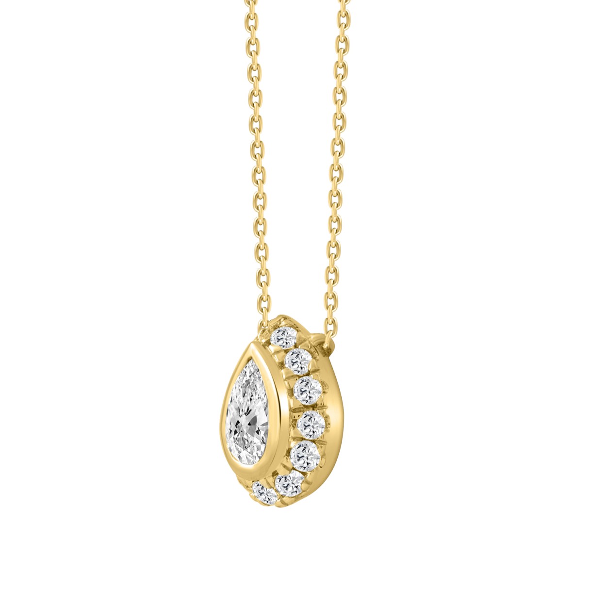 10K YELLOW GOLD 1/3CT ROUND/PEAR DIAMOND LADIES NECKLACE