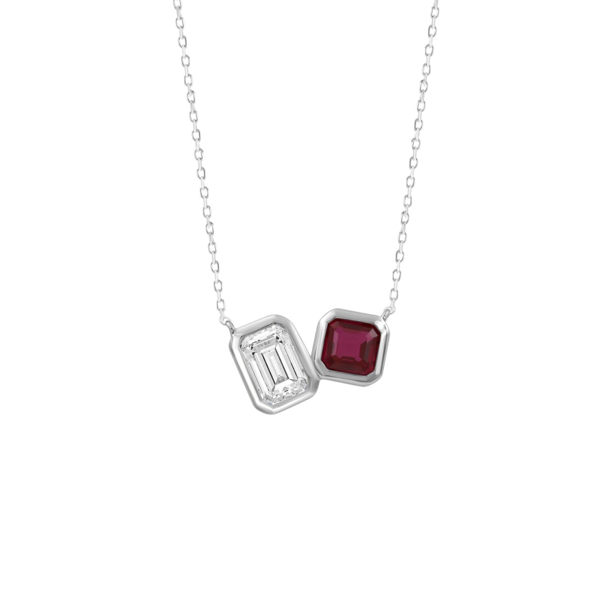 14K WHITE GOLD 1 7/8CT EMERALD/RUBY DIAMOND LADIES...