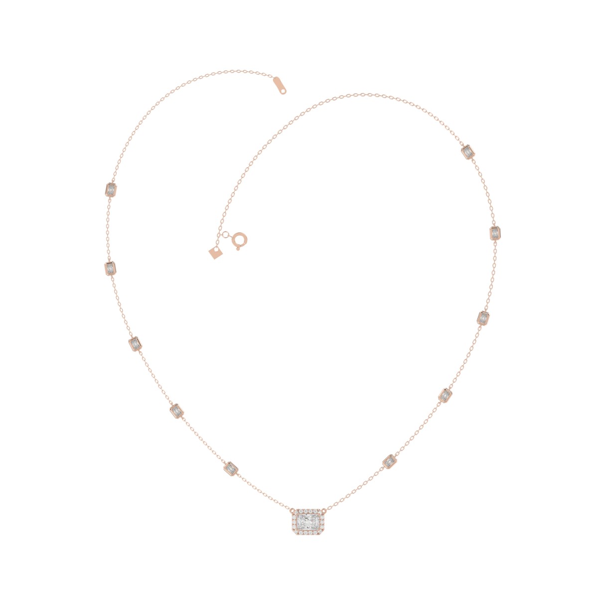 14K ROSE GOLD 2 1/4CT ROUND/EMERALD DIAMOND LADIES...