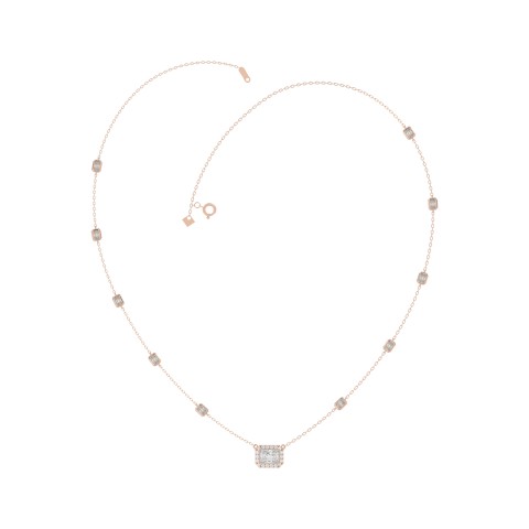 14K ROSE GOLD 2 1/4CT ROUND/EMERALD DIAMOND LADIES NECKLACE