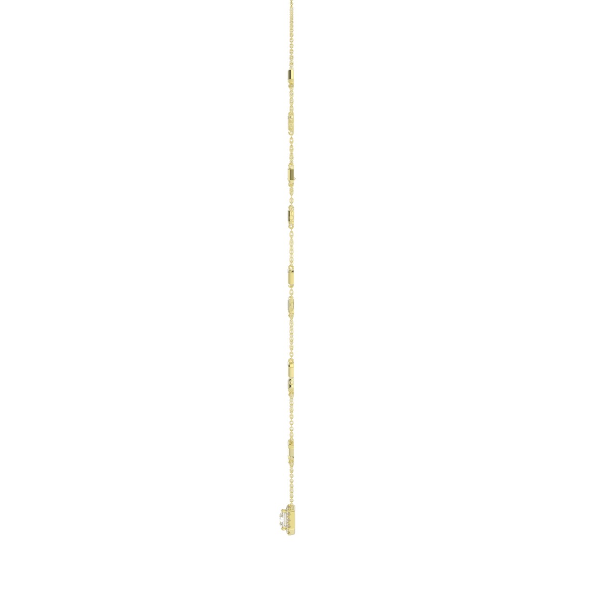 14K YELLOW GOLD 2 1/4CT ROUND/EMERALD DIAMOND LADIES NECKLACE