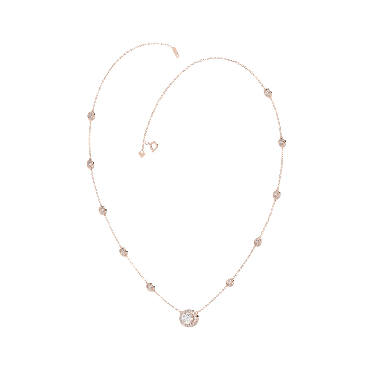 14K ROSE GOLD 2 1/4CT ROUND/OVAL DIAMOND LADIES NECKLACE