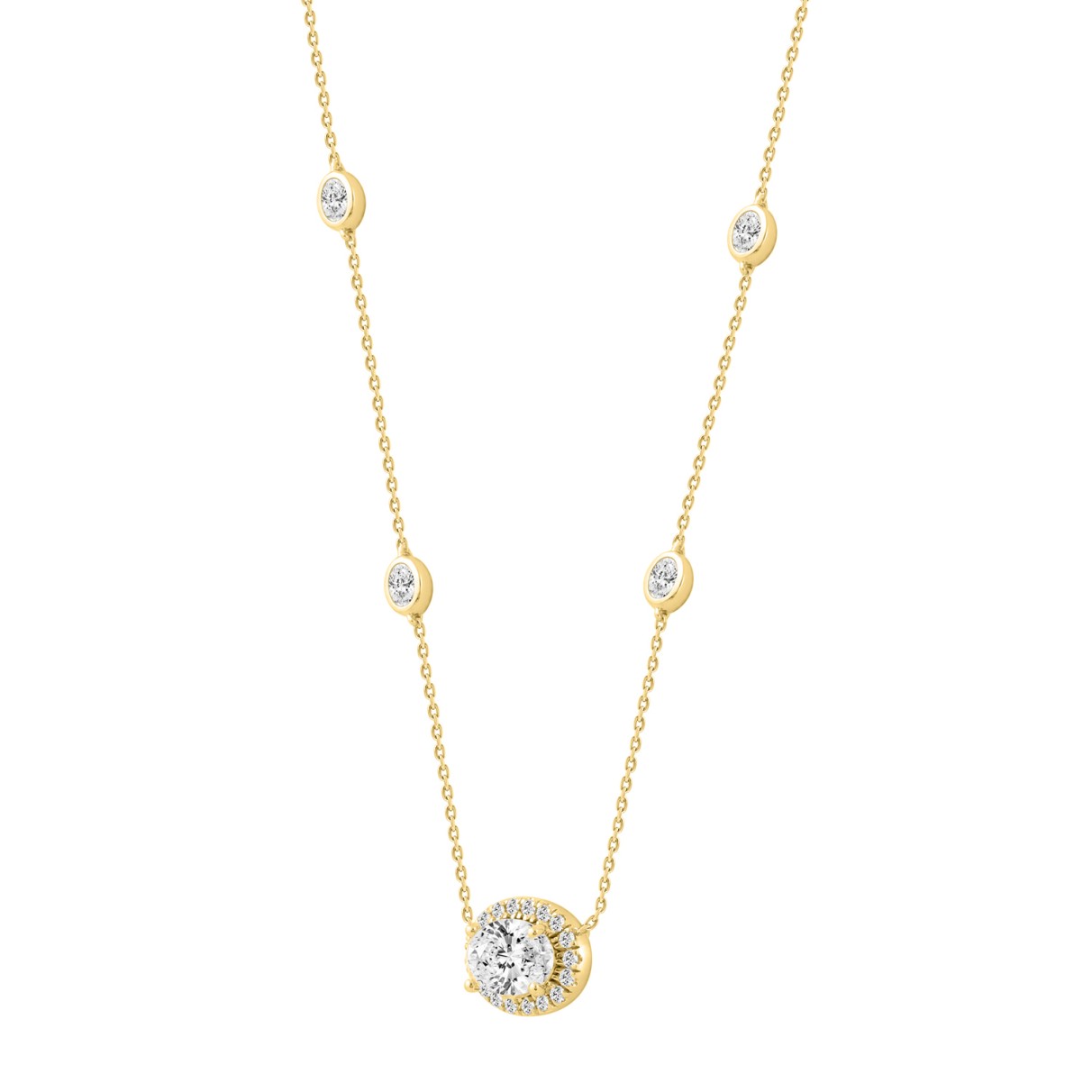 14K YELLOW GOLD 2 1/4CT ROUND/OVAL DIAMOND LADIES NECKLACE