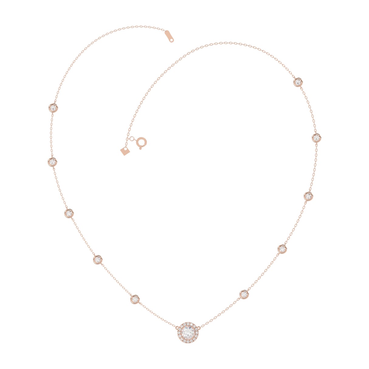 14K ROSE GOLD 2 1/4CT ROUND DIAMOND LADIES NECKLACE