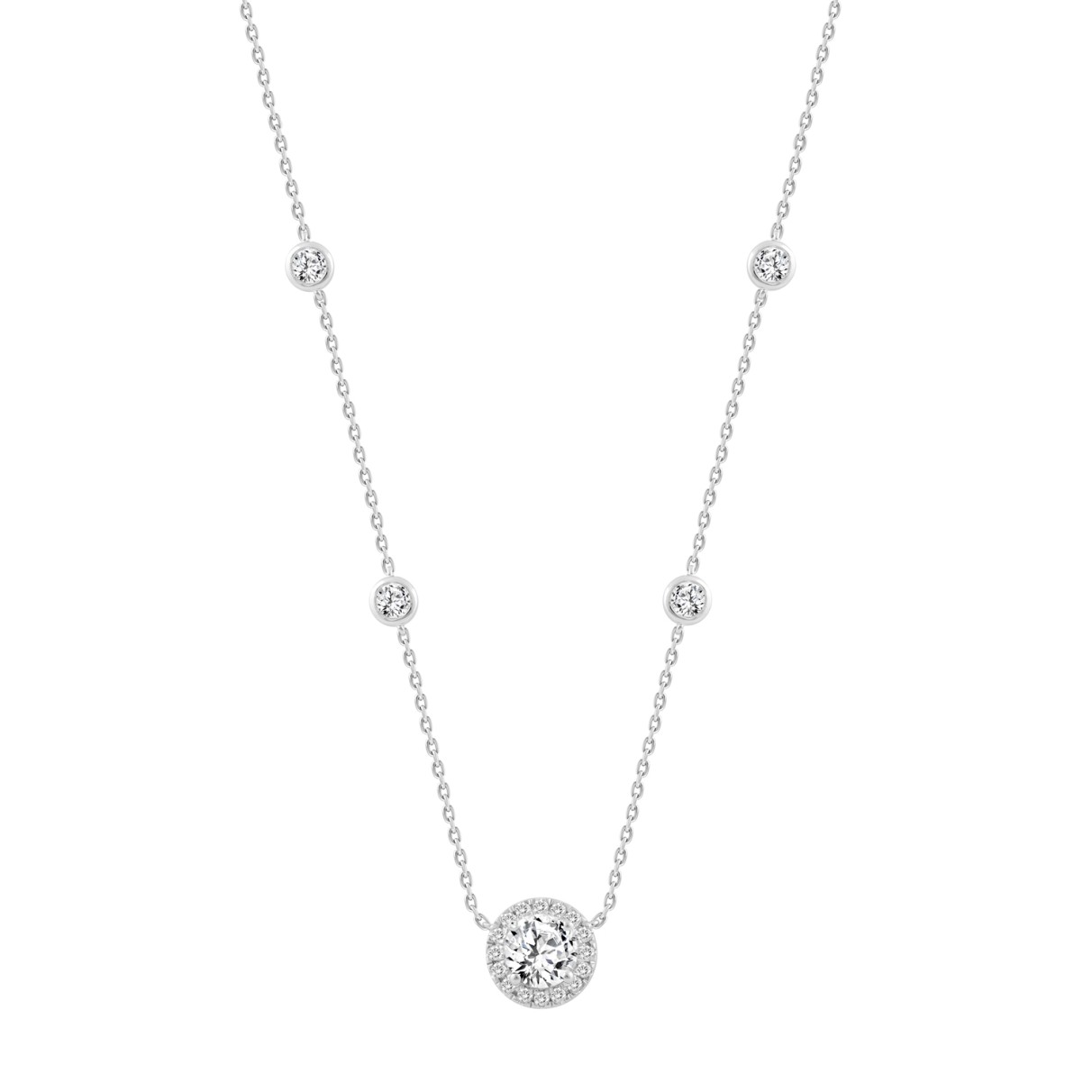 14K WHITE GOLD 2 1/4CT ROUND DIAMOND LADIES NECKLA...