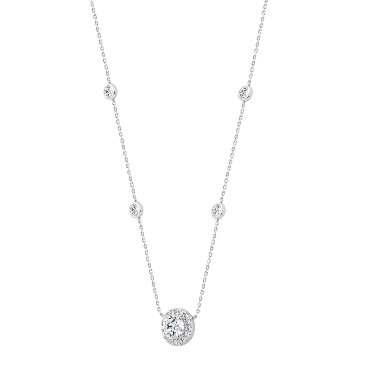 14K WHITE GOLD 2 1/4CT ROUND DIAMOND LADIES NECKLACE