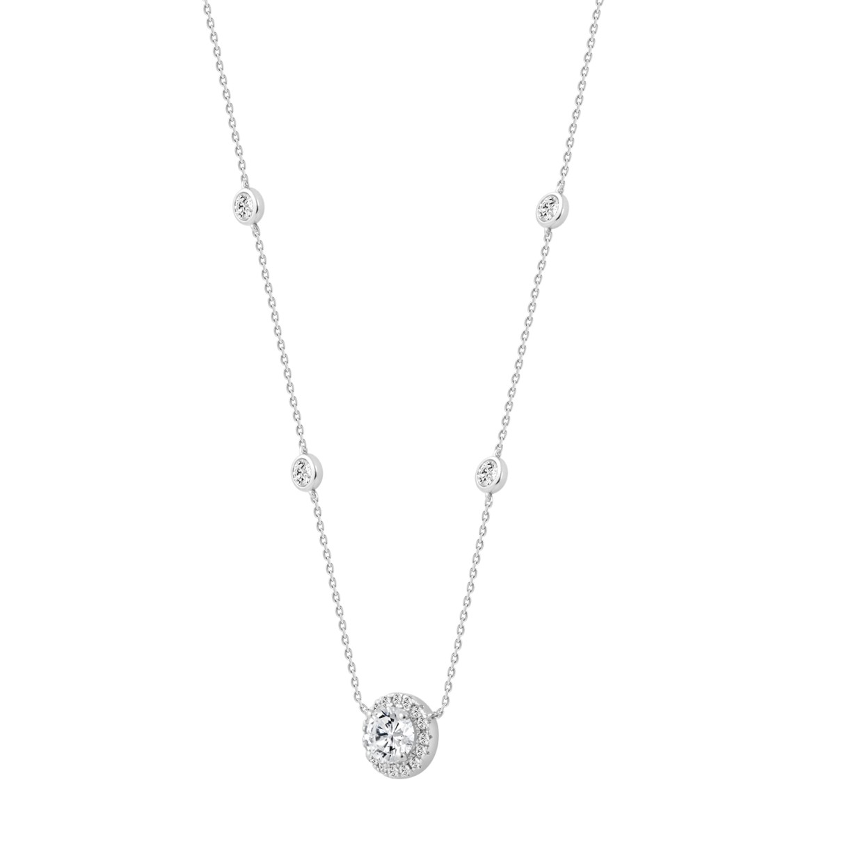 14K WHITE GOLD 2 1/4CT ROUND DIAMOND LADIES NECKLACE