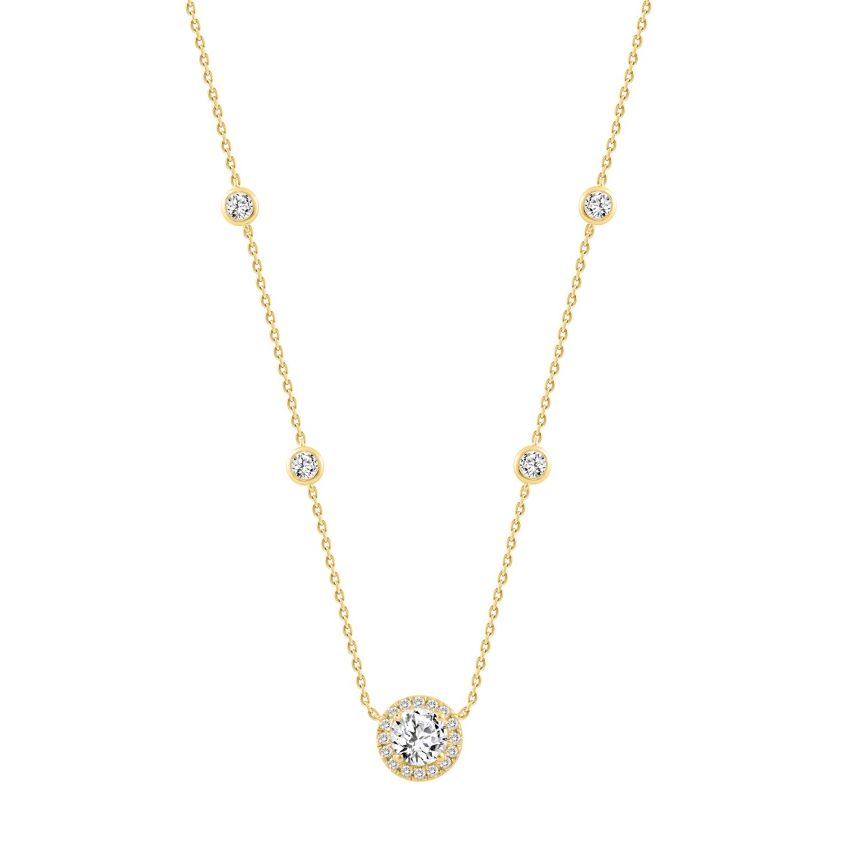 14K YELLOW GOLD 2 1/4CT ROUND DIAMOND LADIES NECKL...