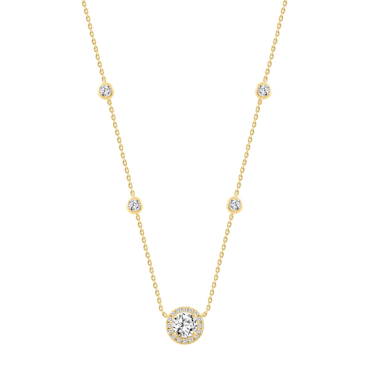 14K YELLOW GOLD 2 1/4CT ROUND DIAMOND LADIES NECKL...