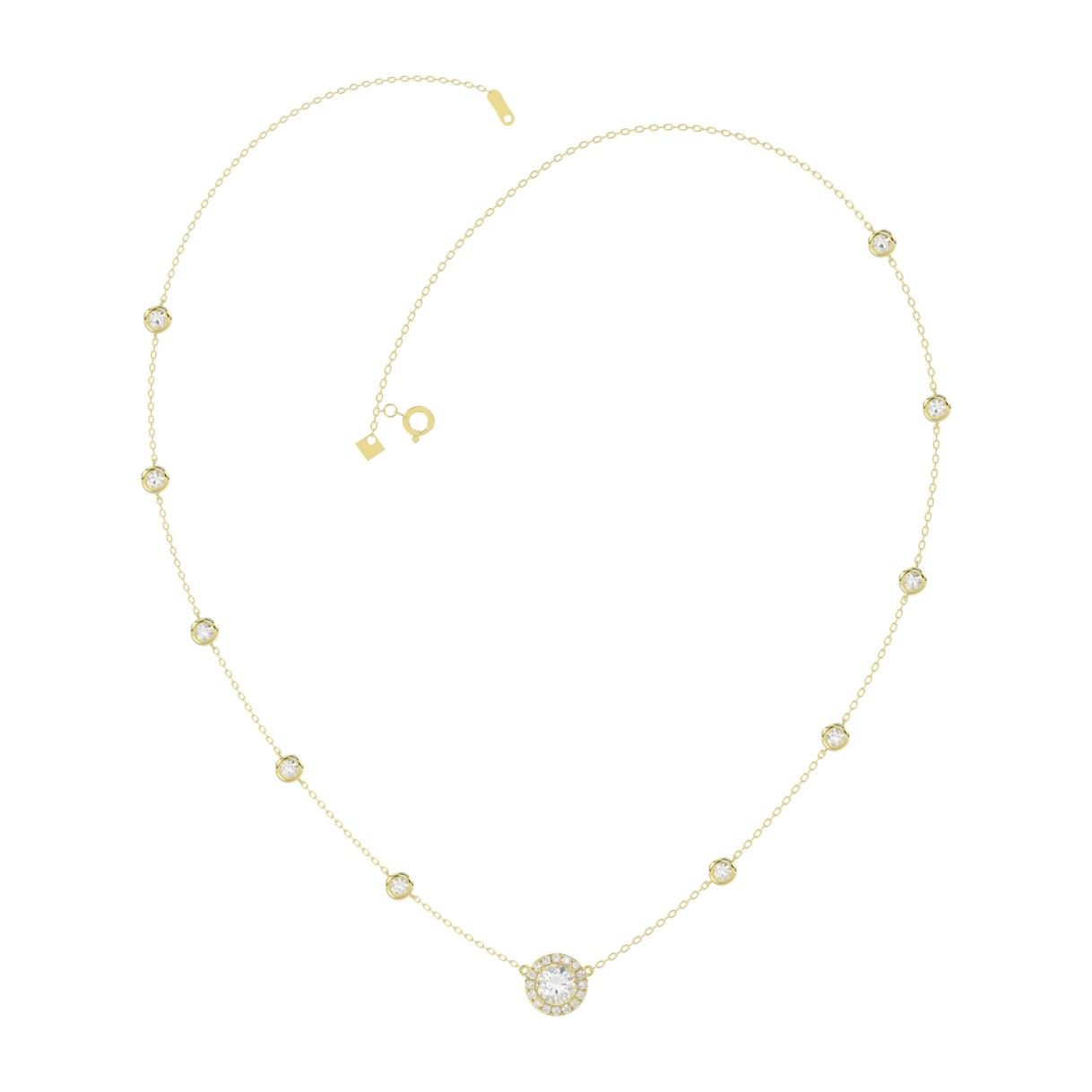 14K YELLOW GOLD 2 1/4CT ROUND DIAMOND LADIES NECKL...