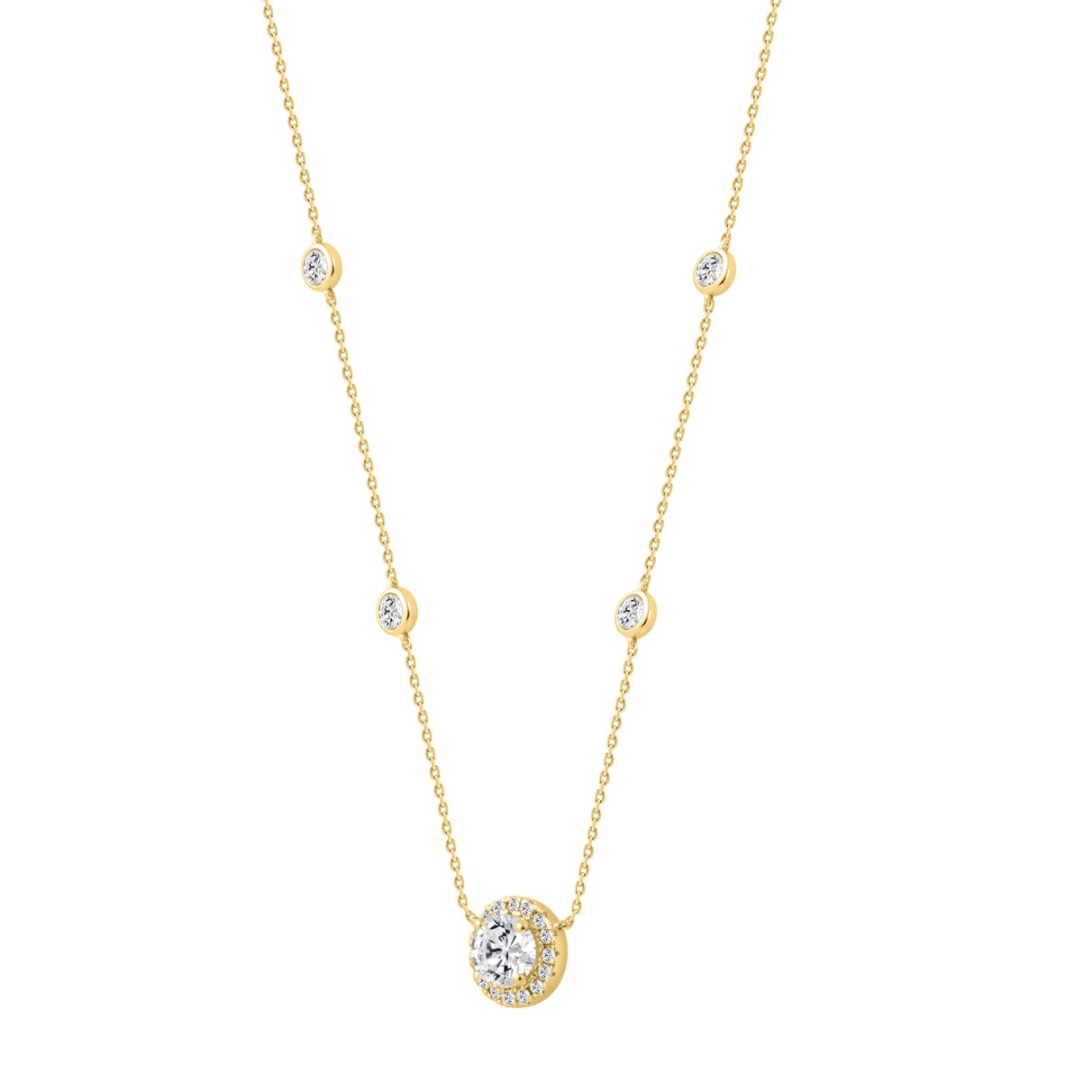 14K YELLOW GOLD 2 1/4CT ROUND DIAMOND LADIES NECKLACE